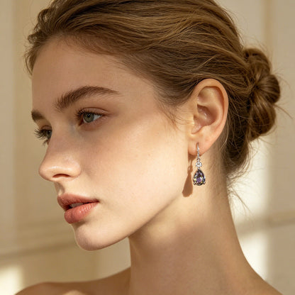 Silver-Toned Zircon Earrings