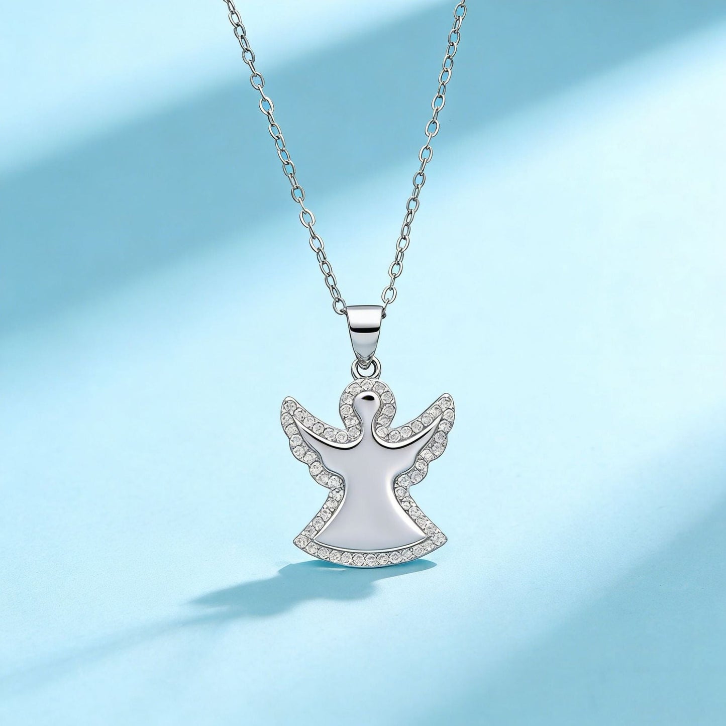 925 Sterling Silver Angel Pendant Necklace