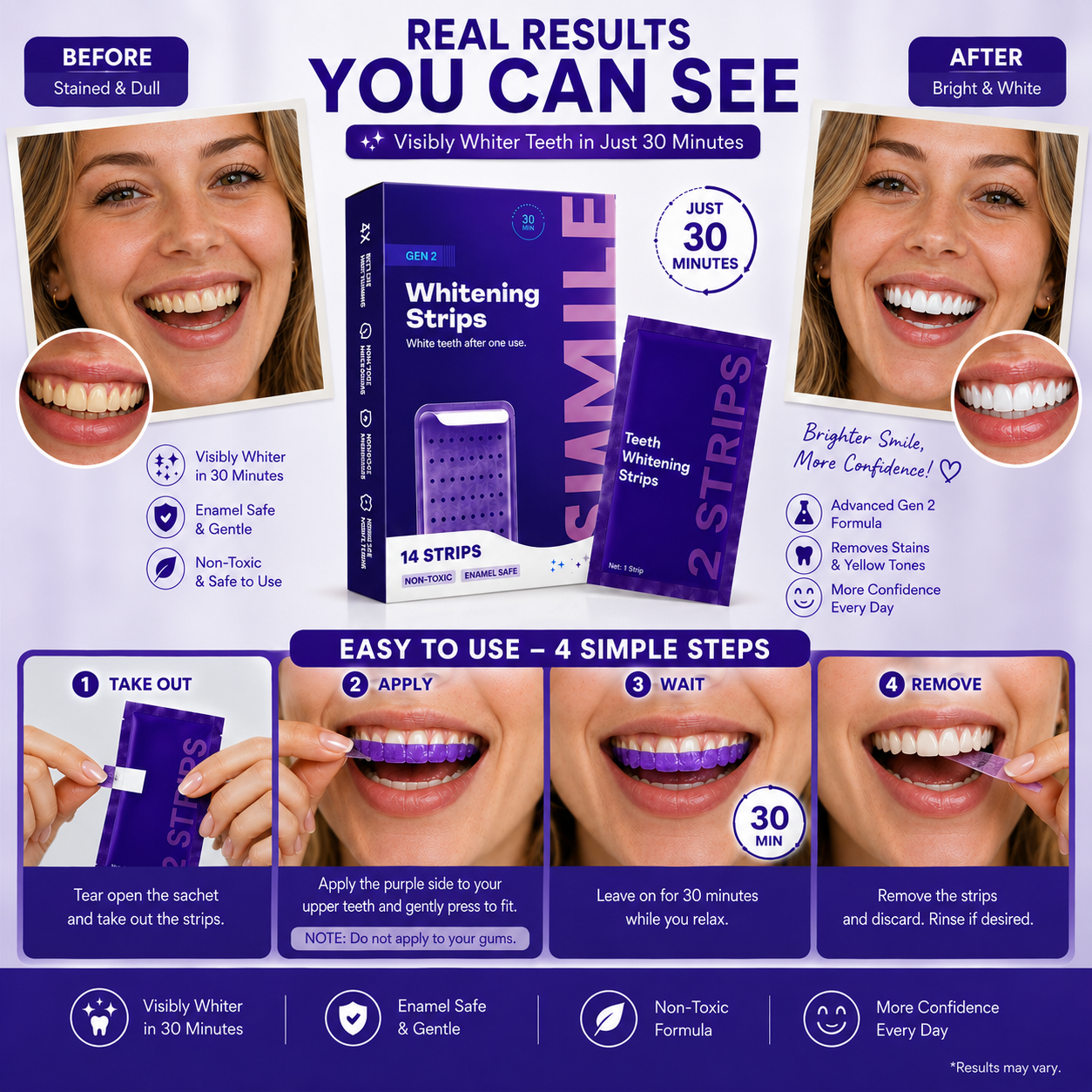 Purple Teeth Whitening Strips