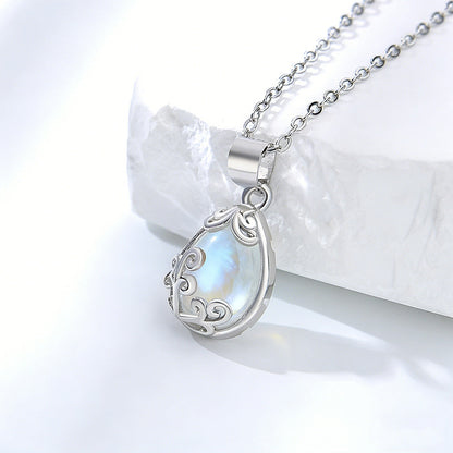 925 Sterling Silver Vined Moonstone Necklace
