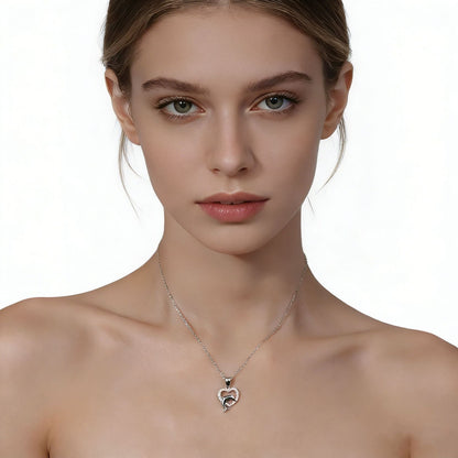 925 Sterling Silver Heart-Shaped Necklace with Zirconia