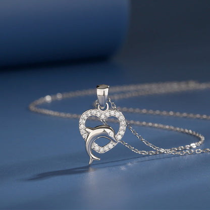 925 Sterling Silver Heart-Shaped Necklace with Zirconia