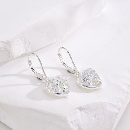 Heart-shaped Moonstone Earrings
