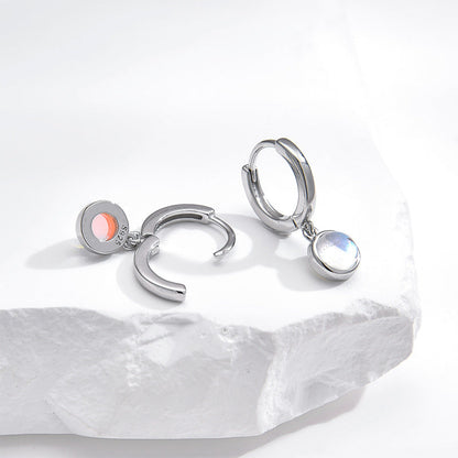 Round Moonstone Earrings