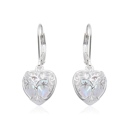 Heart-shaped Moonstone Earrings