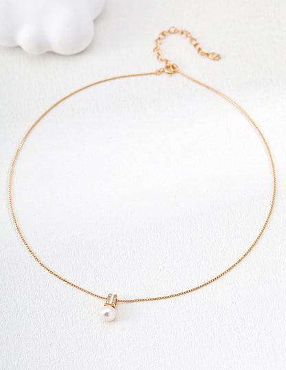 Natural Pearl and Zircon Necklace