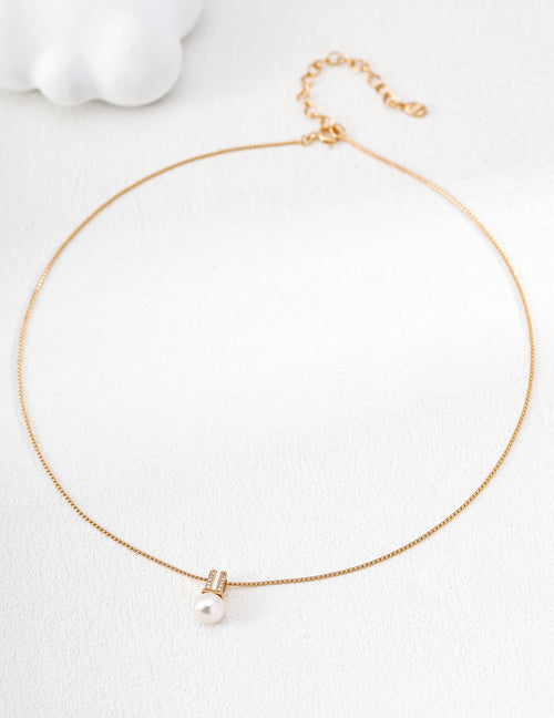 Natural Pearl and Zircon Necklace