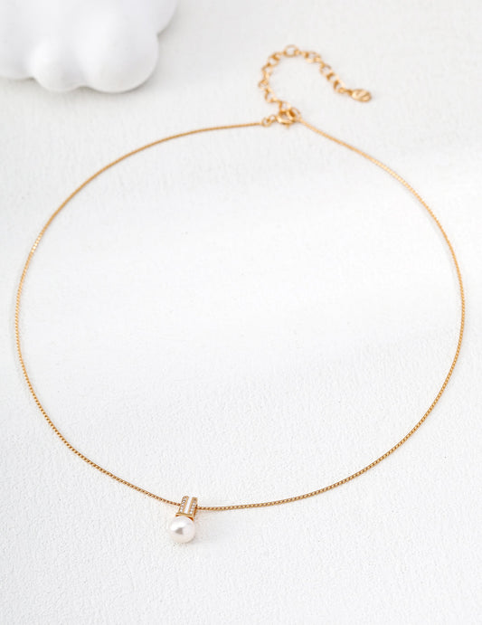 Natural Pearl and Zircon Necklace