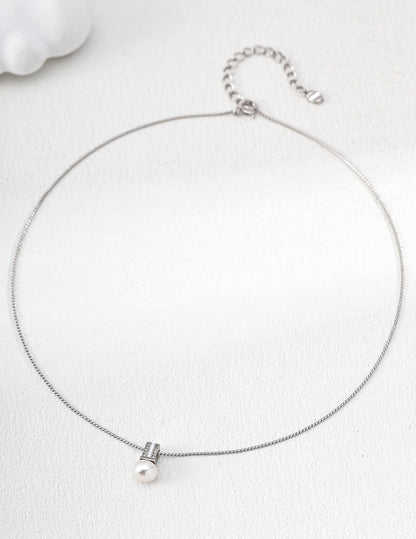 Natural Pearl and Zircon Necklace