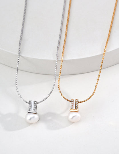 Natural Pearl and Zircon Necklace